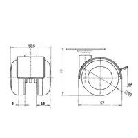 PPTP wiel 50mm plaat 30x30mm met rem