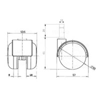 PP wiel 50mm stift 11mm