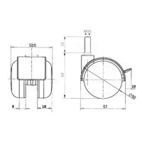 PP wiel 50mm bout M10x15 met rem