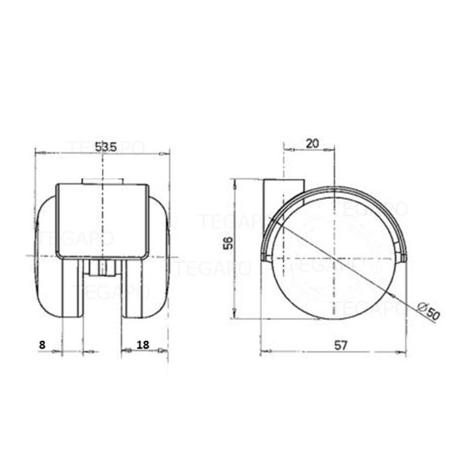 PP chrome wiel 50mm