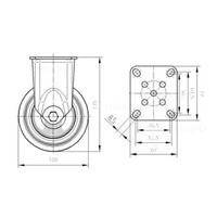 Bokwiel unilast rubber 100 3KS plaat