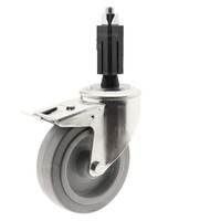 Zwenkwiel elastisch rubber 125 3KO vierkante koker 21,5-24mm met rem