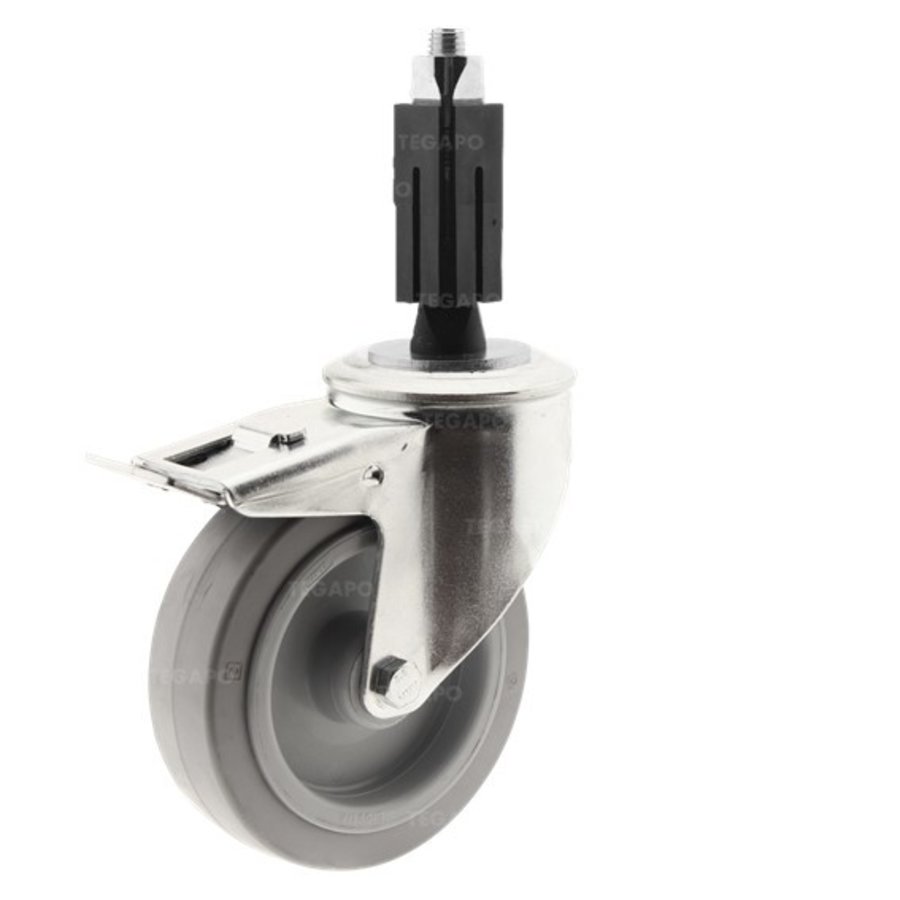 Zwenkwiel elastisch rubber 125 3KO vierkante koker 21,5-24mm met rem-1