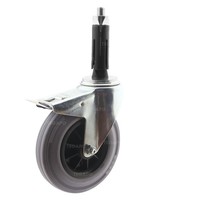 Zwenkwiel rubber 160 indoor ronde buis 21,5-24mm met rem