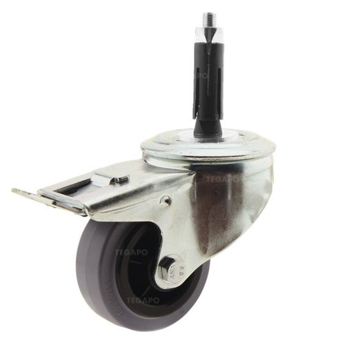 Zwenkwiel rubber 80 indoor ronde buis 24-27mm met rem 