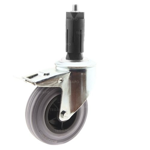 Zwenkwiel rubber 125 indoor ronde buis 27-30mm met rem 