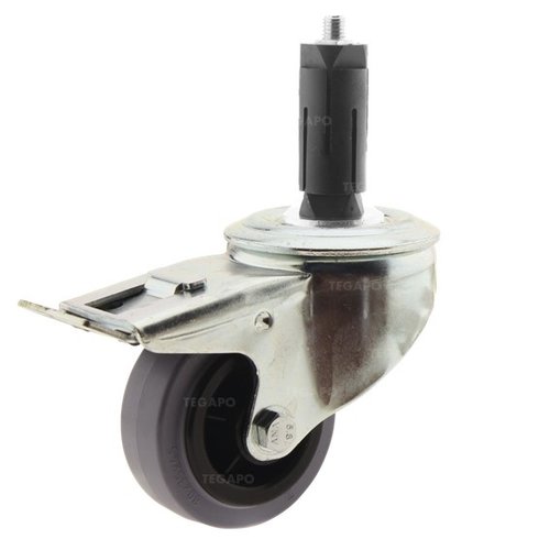 Zwenkwiel rubber 80 indoor ronde buis 31-35mm met rem 