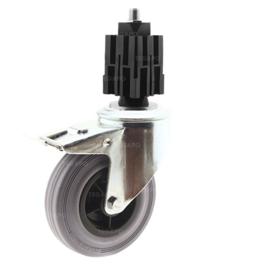 Zwenkwiel rubber 125 indoor vierkante koker 36-40mm met rem-1
