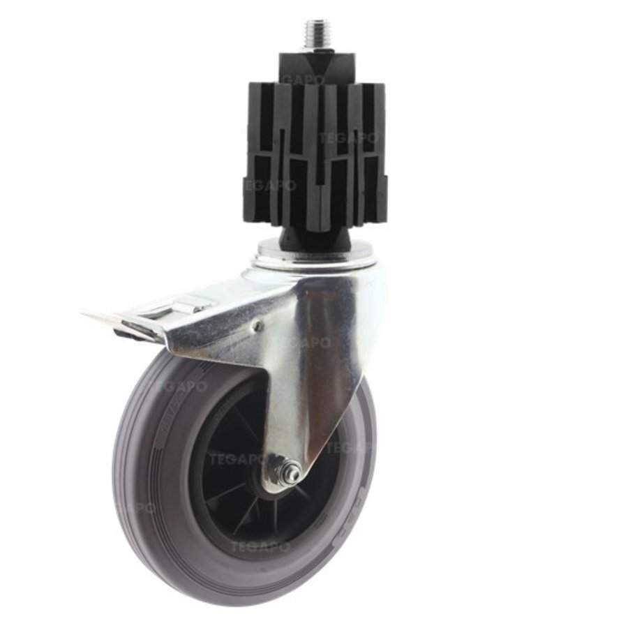 Zwenkwiel rubber 160 indoor vierkante koker 36-40mm met rem-1