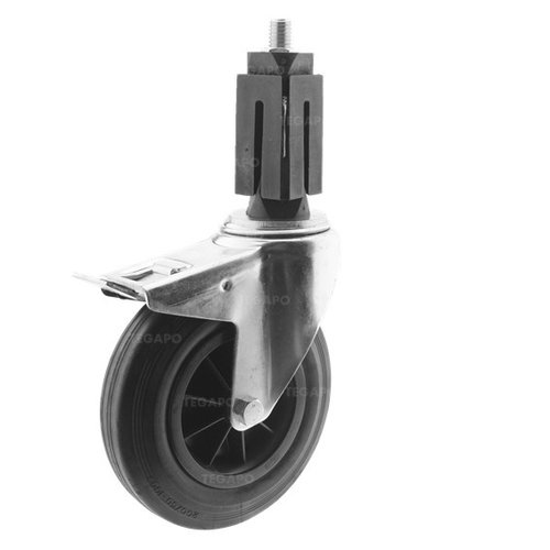 Zwenkwiel rubber 200 3KO vierkante koker 27-30mm met rem 