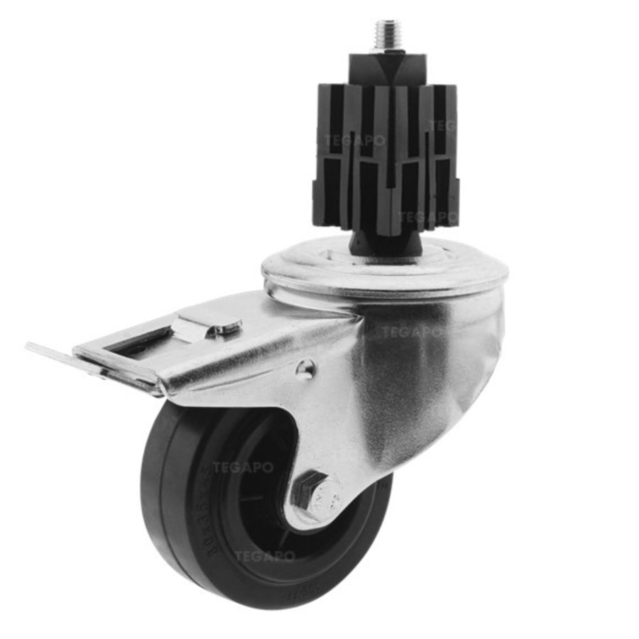 Zwenkwiel rubber 80 3KO vierkante koker 36-40mm met rem-1