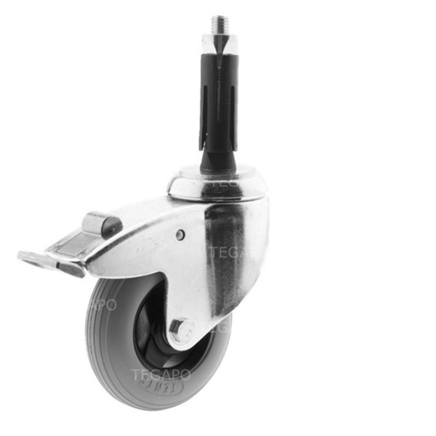 Zwenkwiel unilast rubber 100 3KS ronde buis 19-21,5mm met rem-1