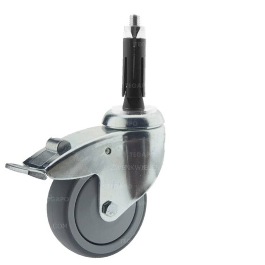 Zwenkwiel 100 verzinkt 2TPKO ronde buis 24-27mm met rem-1