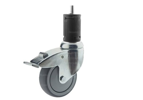 Zwenkwiel 100 verzinkt 2TPKO ronde buis 36-39mm met rem  Zwenkwiel 100 verzinkt 2TPKO ronde buis 36-39mm met rem