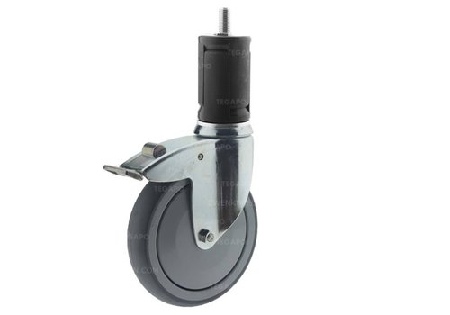 Zwenkwiel 150 verzinkt 2TPKO ronde buis 40-45mm met rem  Zwenkwiel 150 verzinkt 2TPKO ronde buis 40-45mm met rem