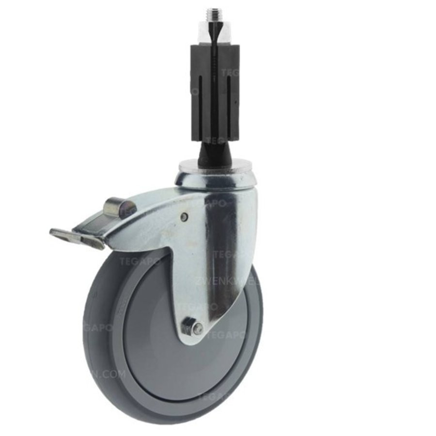 Zwenkwiel 150 verzinkt 2TPKO vierkante koker 21,5-24mm met rem-1