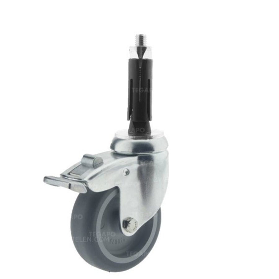 Zwenkwiel 75 verzinkt 2TP ronde buis 19-21,5mm met rem-1