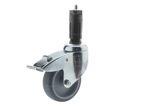 Zwenkwiel 100 verzinkt 2TP ronde buis 27-30mm met rem 