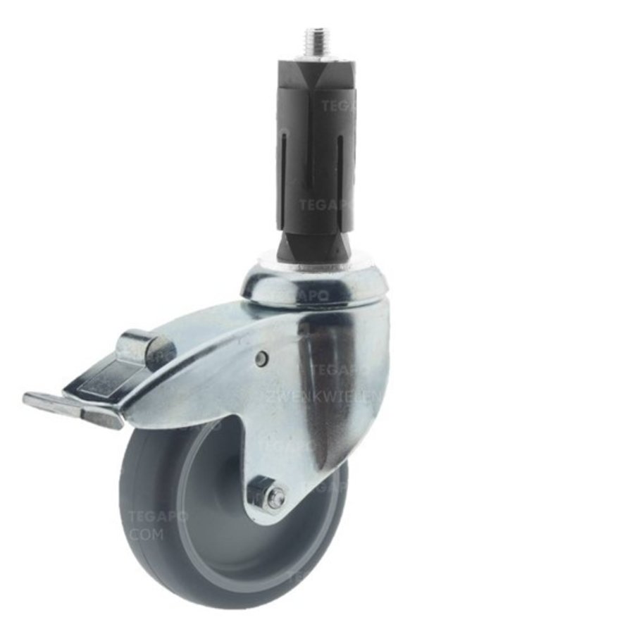 Zwenkwiel 100 verzinkt 2TP ronde buis 27-30mm met rem-1