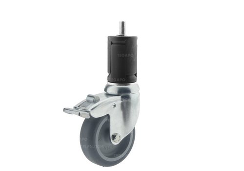 Zwenkwiel 75 verzinkt 2TP ronde buis 36-39mm met rem  Zwenkwiel 75 verzinkt 2TP ronde buis 36-39mm met rem
