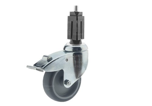 Zwenkwiel 100 verzinkt 2TP vierkante koker 27-30mm met rem  Zwenkwiel 100 verzinkt 2TP vierkante koker 27-30mm met rem