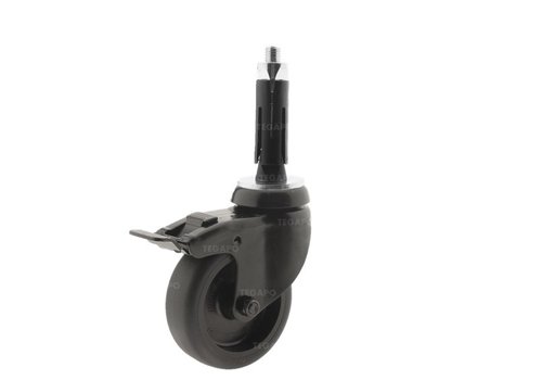 Zwenkwiel 75 black line 2TP ronde buis 21,5-24mm met rem  Zwenkwiel 75 black line 2TP ronde buis 21,5-24mm met rem