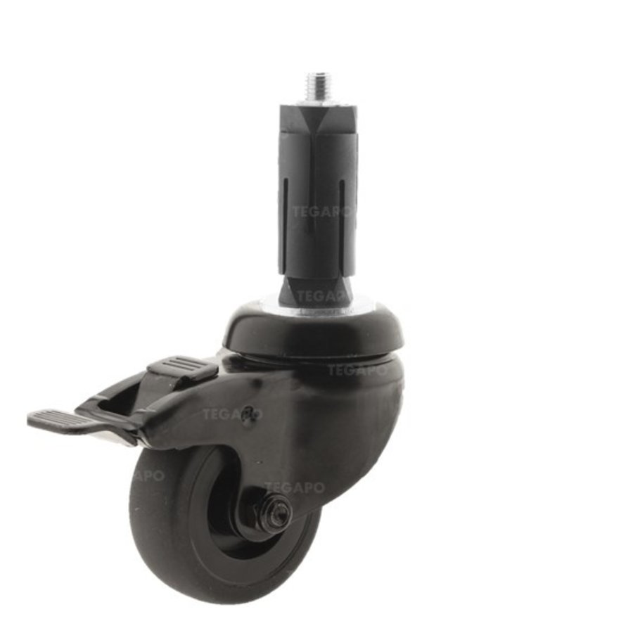 Zwenkwiel 50 black line 2TP ronde buis 27-30mm met rem-1