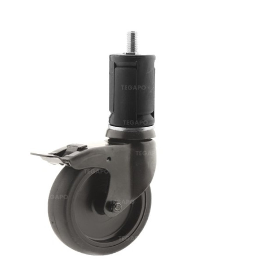 Zwenkwiel 100 black line 2TP ronde buis 36-39mm met rem-1