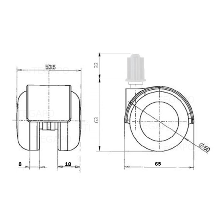 PPTP luxe wiel chrome metaal plug vierkant 26mm