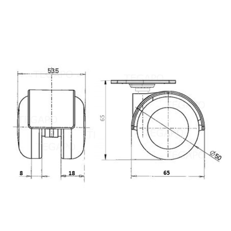 PP luxe wiel chrome metaal plaat 42x42mm