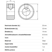 Stelring voor asdiameter 20mm