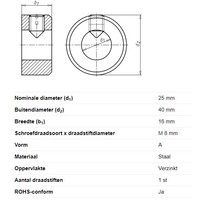 Stelring voor asdiameter 25mm