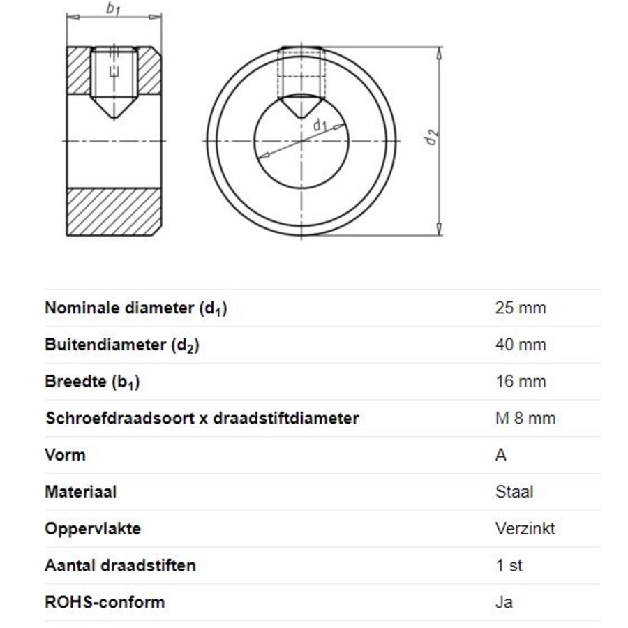 Stelring voor asdiameter 25mm-3