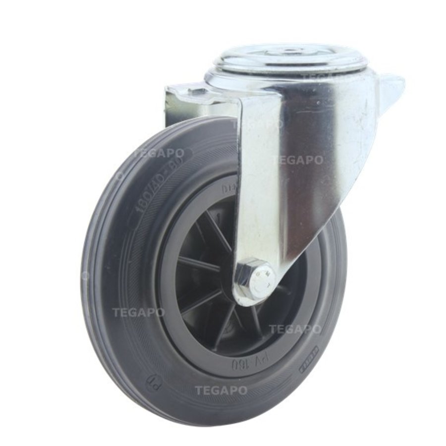 TENTE Zwenkwiel rubber 160 3KO boutgat-1