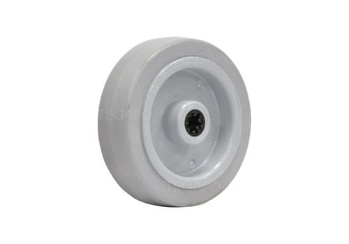 Elastisch rubber wiel 125mm 3KO rollager asgat 12mm  Elastisch rubber wiel 125mm 3KO rollager asgat 12mm