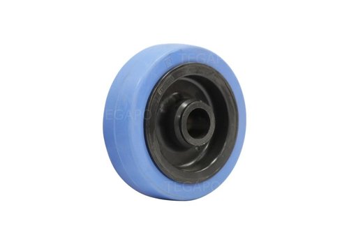 Elastisch rubber wiel blauw 100mm 3KO asgat 20mm 