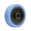 Elastisch rubber wiel blauw 125mm 3KO asgat 20mm