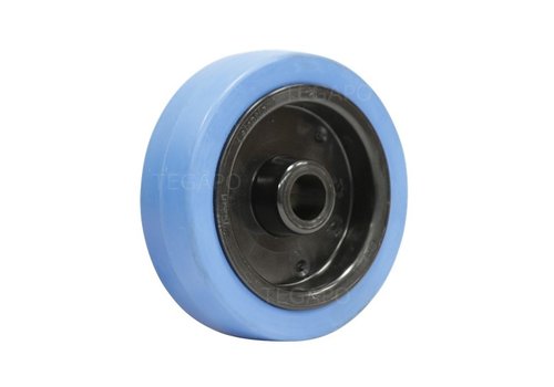 Elastisch rubber wiel blauw 125mm 3KO asgat 20mm  Elastisch rubber wiel blauw 125mm 3KO asgat 20mm