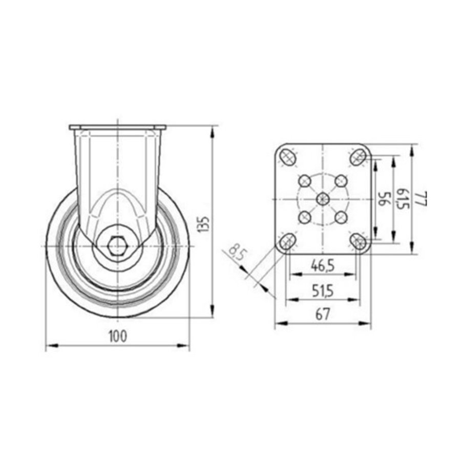 TENTE Bokwiel 100 verzinkt 2TPKO plaat-2