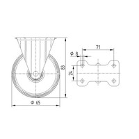 TENTE bokwiel 65mm  1PP plaat