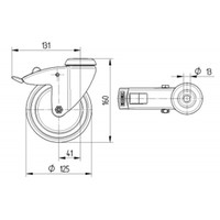 TENTE zwenkwiel RVS 125 7TP boutgat met rem