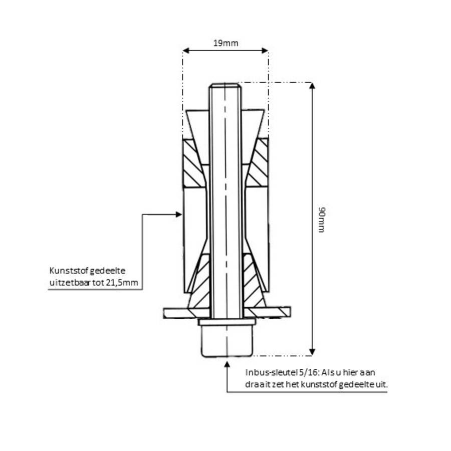 Expander ronde buis 19-21,5mm