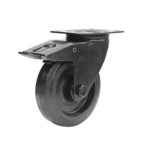 Zwenkwiel 125mm zwart Pro editie met rem 