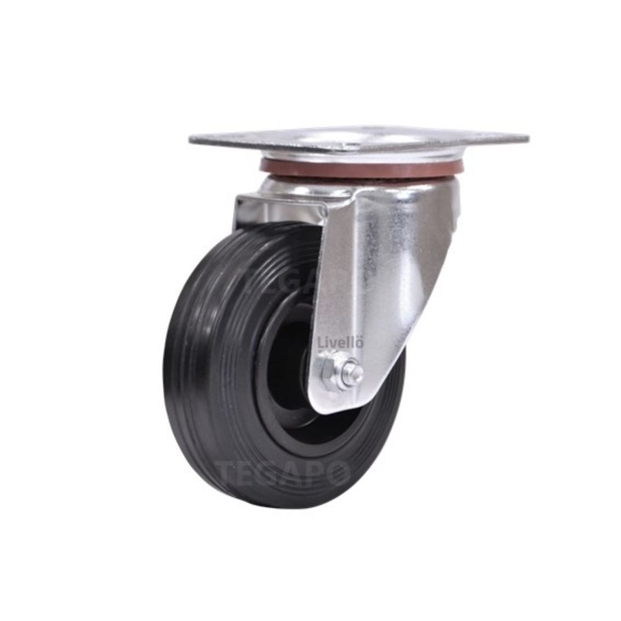 Livellö zwenkwiel rubber 100 2KO plaat-1