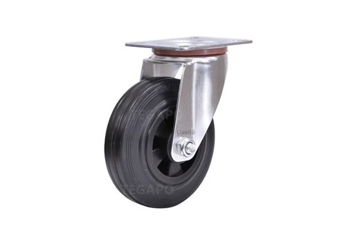 Livellö zwenkwiel rubber 125 2KO plaat  Livellö zwenkwiel rubber 125 2KO plaat