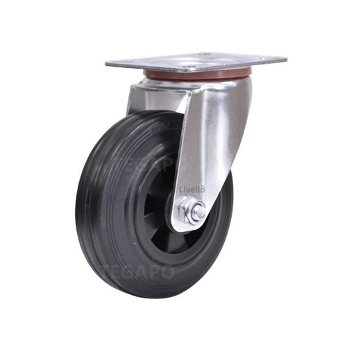 Livellö zwenkwiel rubber 125 2KO plaat  Livellö zwenkwiel rubber 125 2KO plaat