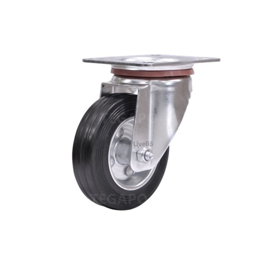 EdelRader zwenkwiel rubber 100mm 2SO plaat-1