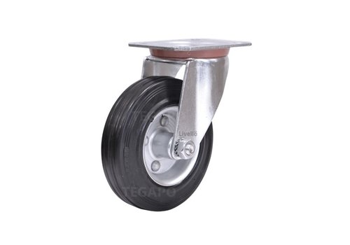 Livellö zwenkwiel rubber 125 2SO plaat 