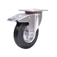 EdelRader zwenkwiel rubber 125mm 2SO plaat met rem