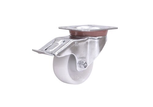 EdelRader zwenkwiel nylon 80mm 2NO plaat met rem 